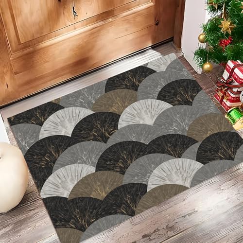 Paillasson absorbant d'entrée en éventail 50x80cm gris foncé lavable