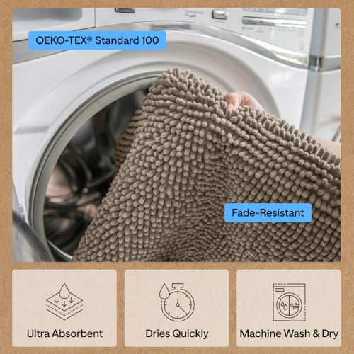 Image of Gorilla Grip Original Indoor Durable Chenille Doormat, 48x30, Absorbent Washable Inside Mats, Low-Profile Rug Doormats for Entry, Mud Room Mat, Back Door, High Traffic Areas, Cappuccino