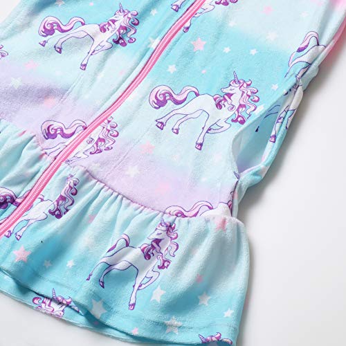 Image of CHILDRENSTAR Girls Swim Coverups Terry Swimsuit Cover-Up Hooded Zip-Up Beach Robe