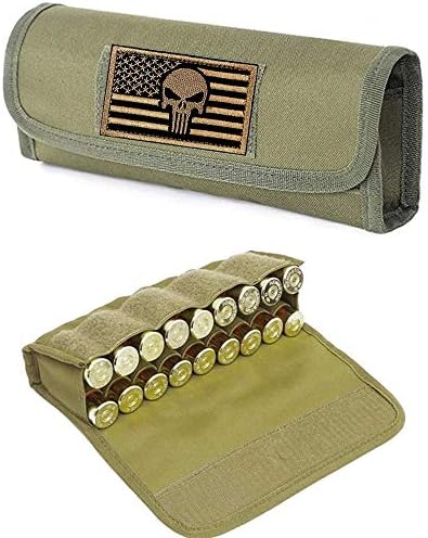 ACEXIER Hunting Military 18 Round Tactical Molle Cartridge Shell Holder Ammo Bag Pouch Military Waist Bag 12/20 Gauge Gun Bullet Pouch（Include One Tactical Velcro Patch）
