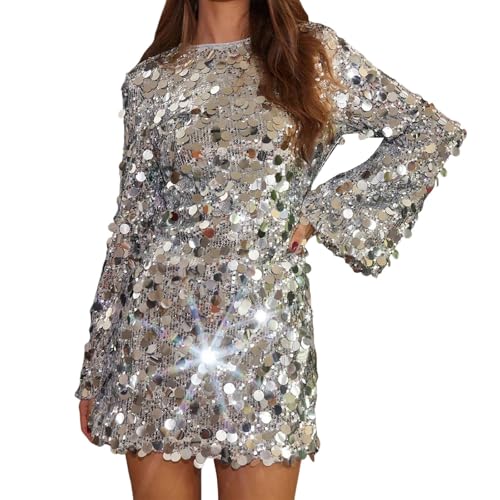 Haut à paillettes pour femme - Chemisier à paillettes brillantes - Tunique élégante à manches...