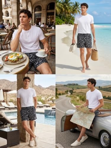 Image of Leriya Fashion Men's Rayon Printed Shorts | Elastic Waist Printed Summer Outfit | Relaxed Fit Casual Short's with Pockets | Lightweight Beach & Lounge Wear | Gym Boxer Shorts for Men