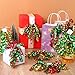 48 Pcs Christmas Curly Bows Self-Adhesive Xmas Bows Gold Red Green Holiday Gift Wrap Accessory for Wine Bottles, Birthday Treat Bag &Party Favors Decorations