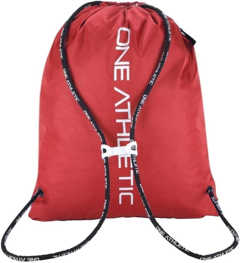 One Athletic Polyester Drawstring Bag, Red/Silver