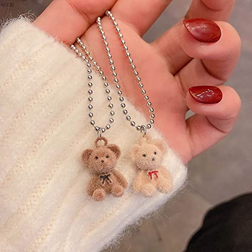 Y2k Bear Necklace Cute Plush Teddy Necklaces BFF Friendship Matching Couple Necklaces set Christmas Valentine's Day Gifts 2PCS3