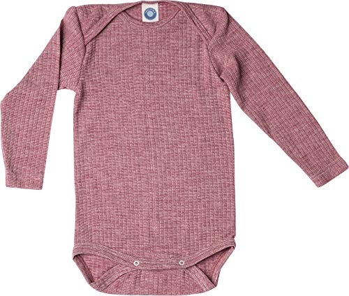 Cosilana, Baby Body Langarm, KBA Baumwolle, kbT Wolle, Seide (Weinrot Meliert, 74-80)