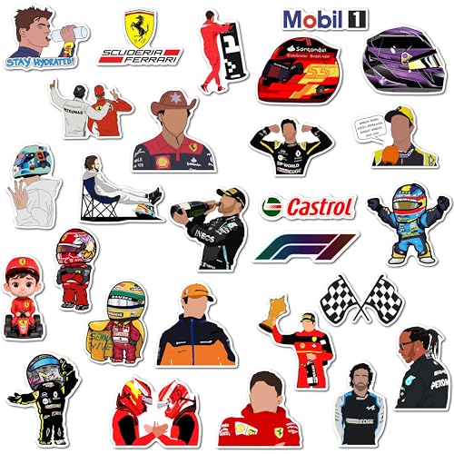 Image of WallDesign Ultimate F1 Racing Fridge Magnet Set - High-Speed Formula 1 Designs, Perfect for Magnetic Surface, Durable Magnets for True Racing Fans (Set of 27)