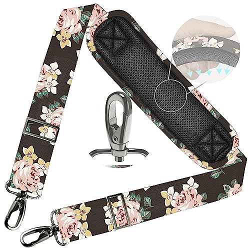 Image of ZINZ Shoulder Strap 78 inch Universal Handbag Strap with Ultra-thick Fixed Padded and Dual Balanced Adjustable Buckles Shoulder Crossbody Strap for Briefcase Messenger Bag Laptop bag Luggage,Black rose
