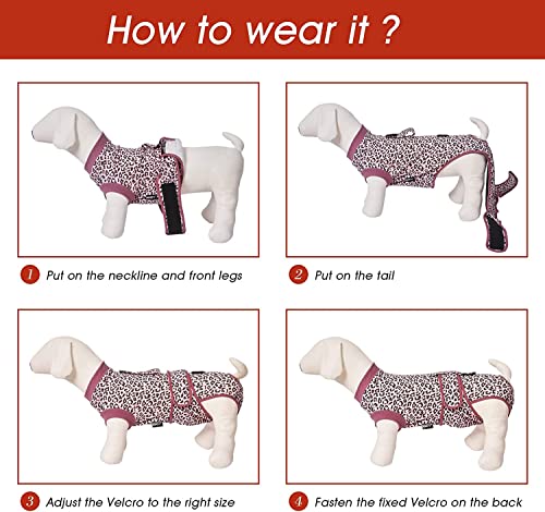 Image of Jiupety Dog Recovery Suit Adjustable, Dogs Bodysuit for Abdominal Wound After Surgery, Substitute E-Collar, L Size, Anti-Licking Surgical Dog Onesies, Pink Leopard