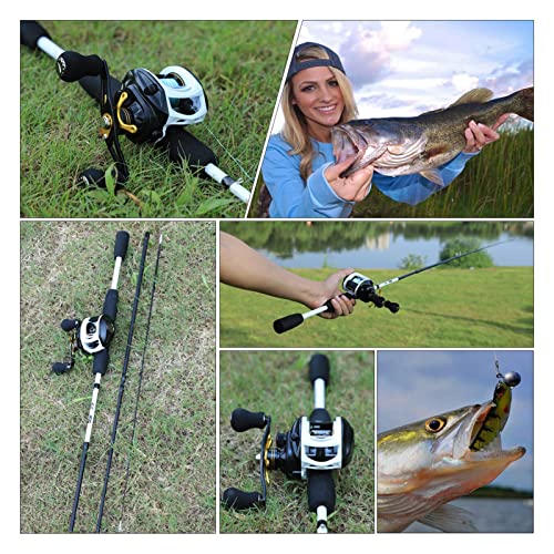 VISSERVAKEN ACCESSOCIOEN 3 secties 17 5 cm Lure visstaaf en 9+ 1BB Baitcasting Reel Lure Rod Combo Travel Fishing Sets koordspoel (Bundles : Right Hand, Color : A) - Image 8