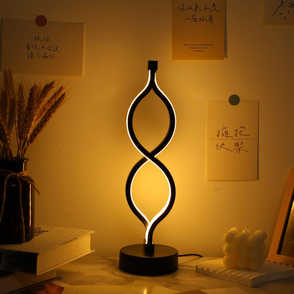 Lampada Da Tavolo LED Moderna A Spirale XINYASEE – Luce Tricolore Dimmerabile (3000K/4500K/6000K) – Per Camera Da Letto, Soggiorno, Ufficio – Design Creativo In Bianco - 3