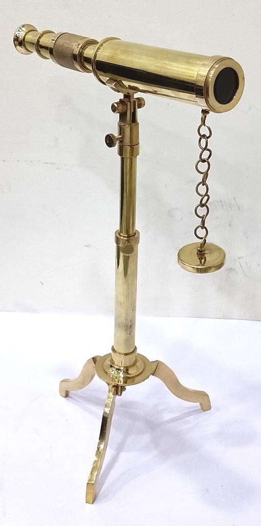 Vintage Messing-Teleskop auf Stativständer – Antiker Desktop & nautisches Spyglass für Heimdekoration und Outdoor-Abenteuer