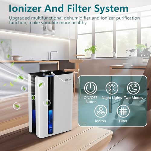 image for SIMSEN 95oz Dehumidifiers for Home, 800 sq ft Quiet Dehumidifier with 
