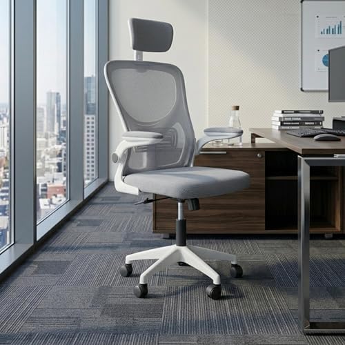 Image of Casa Copenhagen Grey White | High Back Imported Mesh Fabric Boss Office Chair | Y Design Ergonomic Back Support | 2D Aero Design Adjustable Armrests | Synchro Tilt Lock Mechanism Support