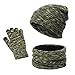 Produktbild yanni Damen Herren 3-teiliges Wintermütze, Schal, Touchscreen-Handschuhe, bunt, gestrickt, Plüschfutter, Totenkopf-Mütze, Halswärmer Fäustlinge