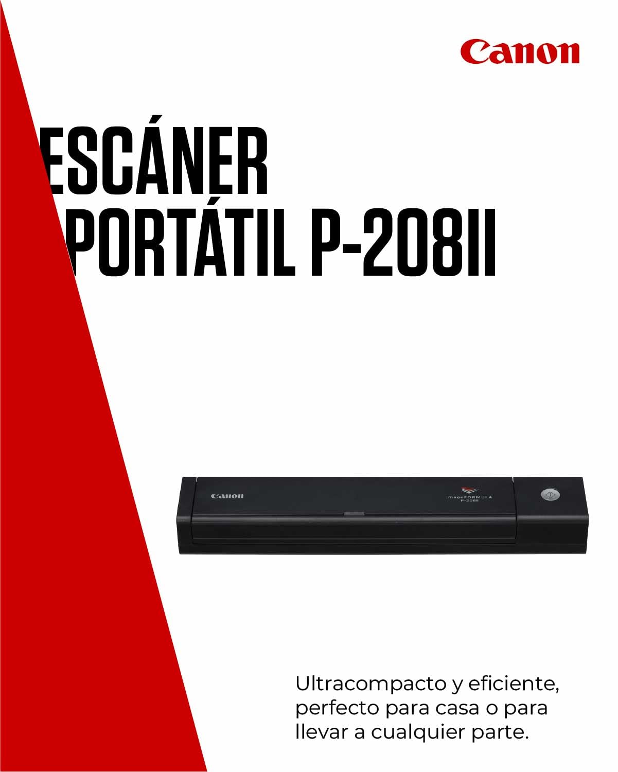 Canon imageFORMULA P-208II Escáner Portátil Doble Cara USB Alimentador 10 Hojas