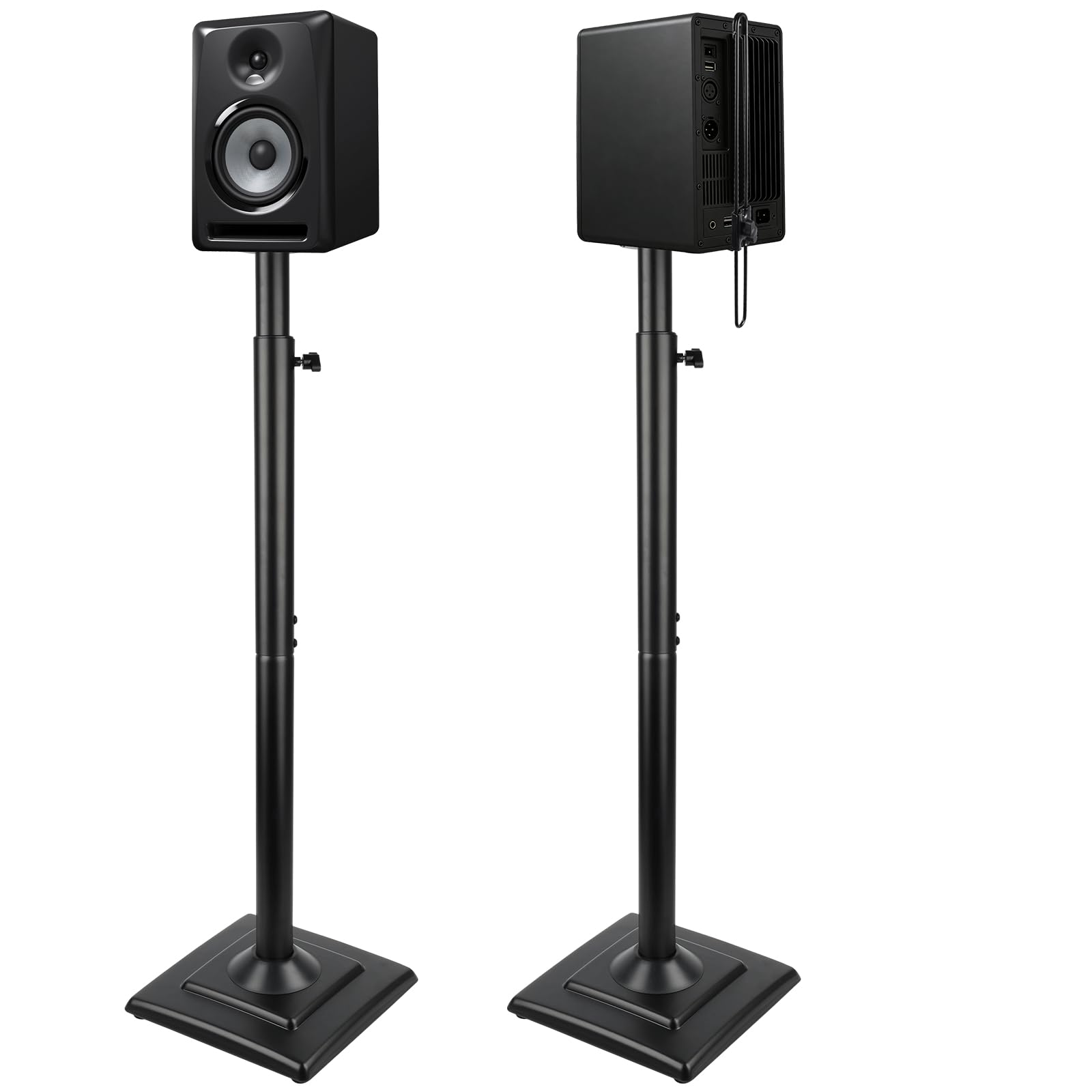 2 Pièces Support Enceinte, Pieds Universels Réglables, Noir | Hauteur Maximale 106