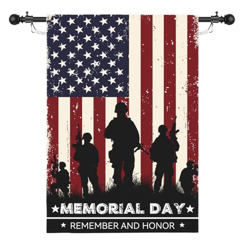 Cryfox Memorial Day Garden Flags 28 x 40 Inch for Outside Patriotic USA Veteran Yard Flag 4th of July Remember And Honor Large Flags Outdoor Decorations Sign for Patio Lawn Home
