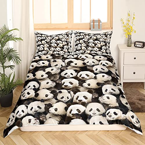 Panda Bedding Set Kids Cute Animal Pandas Comforter Cover Set for Girls Boys 3D Panda Beared Duvet Cover Women Men Lovely Wild Bedding & Linen Bedding & Linen King Size - Image 3