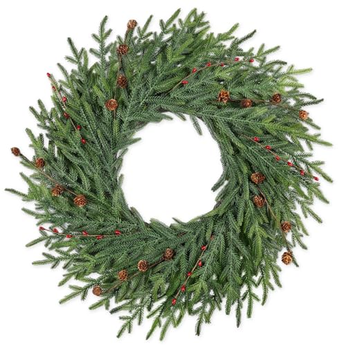 26 Inch Christmas Wreaths for Front Door with Red Berry