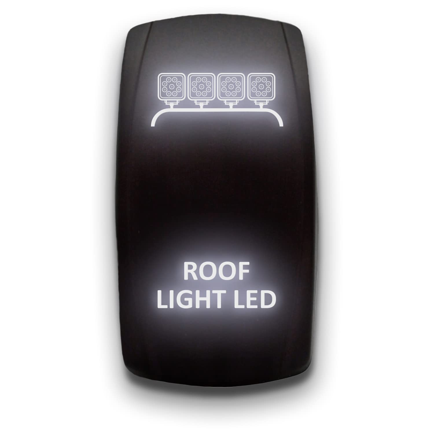 ROOF Light LED (Square) - White - Laser Etched 5-Pin Double Pole Single Throw Maintained ON-Off DPST Toggle Switch 20A 12V