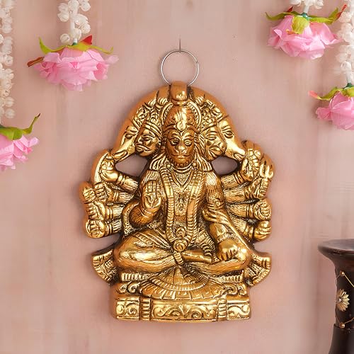 Image of TIED RIBBONS Panchmukhi Lord Hanuman Idol (Small, Metal, 5.3 Inch x 4 Inch) for Home Decor Pooja Room Bedroom Office Table Wall Bajrangbali Murti Statue Showpiece Gifting Decoration Items