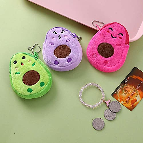 Coin Pouch With Keychain Cute Avocado Soft Plush Purses Children Cash Bag With Zipper Small Purse Wallets For Women Girls Kids(Rose Red) #TOP4