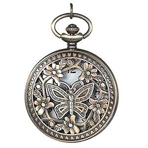 JewelryWe Muttertagsgeschenk Retro Taschenuhr mit Kette Damen Herren Analog Quarz Kettenuhr Vintage Uhr Anhänger mit Halskette Geschenk für Frauen Männer