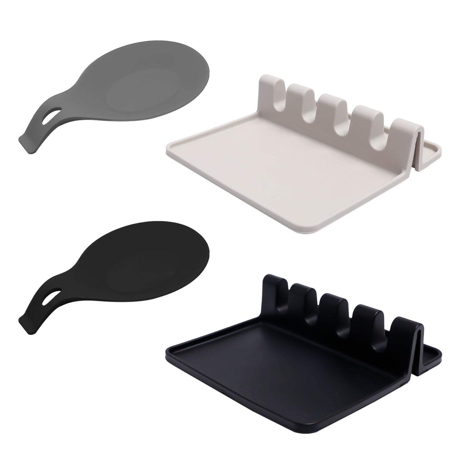 4 pezzi Supporto per Utensili in silicone con Gocciolatoio Porta cucchiaio Poggiamestolo Cucina silicone Supporto per cucchiaios da Cucina Poggia Cucchiaio per Cucchiai e Pale