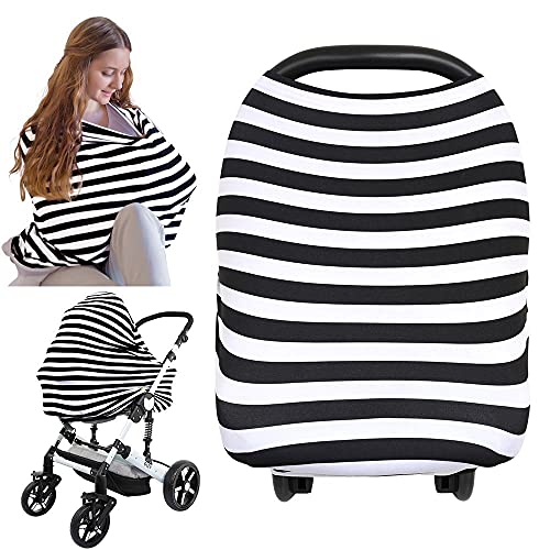 Carseat Canopy Cover - Baby Nursing Cover - All-in-1 Nursing Breastfeeding Covers Up - Baby Car Seat Canopies for Boys, Girls - Stroller Covers - Shopping Cart Cover (BFF Black)