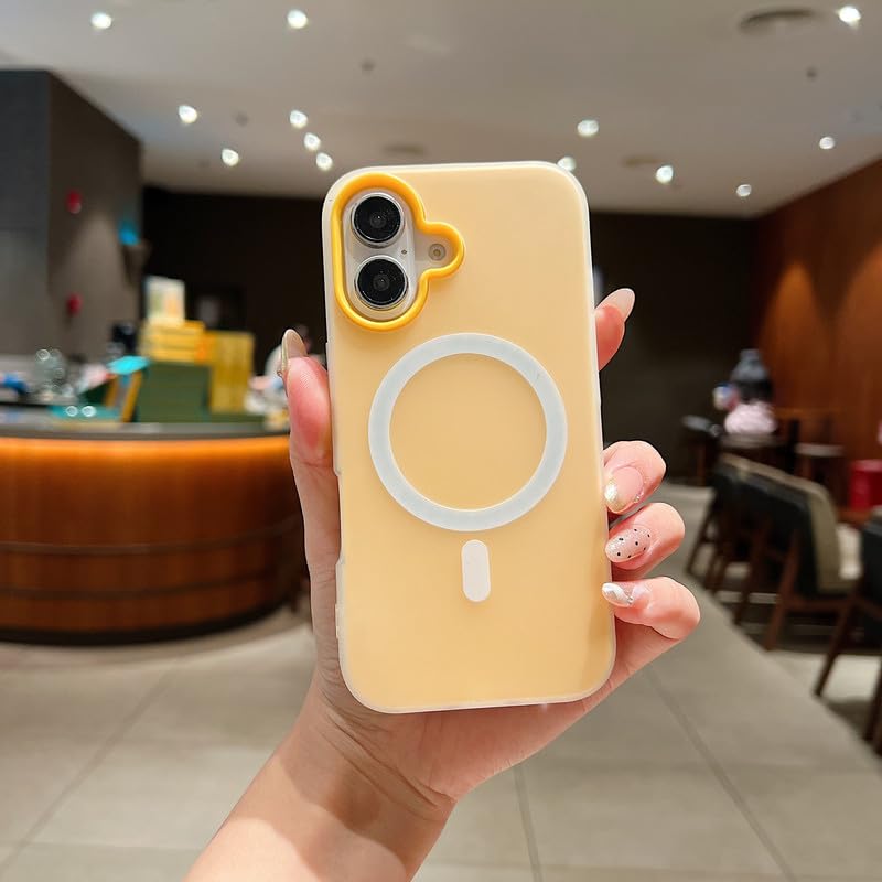 Image of LuxuryKase Magnetic Silicone Candy Case for iPhone 16 | MagSafe Compatible | Slim Protective Case | Lightweight & Flexible | Wireless Charging | Soft Matte Finish - Yellow