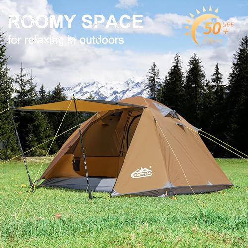Image of 2-3 Person Backpacking Tent with Double Door 2 Vestibule, Waterproof Windproof Lightweight Easy Set Up 3 Season 2 Man Two Person Tent for Camping, Hiking, Motorcycle, Mountaineering with UPF 50+