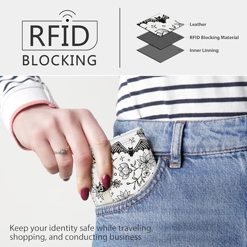 Image of Gostwo Small Wallet for Women, Slim Bifold Credit Card Holder, Compact RFID Blocking Cash Wallet, Billfolds Thin Leather Zipper Pocket, Mini Wallet Gift for Ladies Teen Girls Travel with ID Window