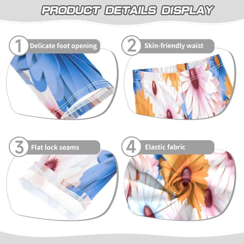 Bolaz Toddler Girls Leggings Printed Yoga Pants Leggings Blue Yellow Daisy for Kids3