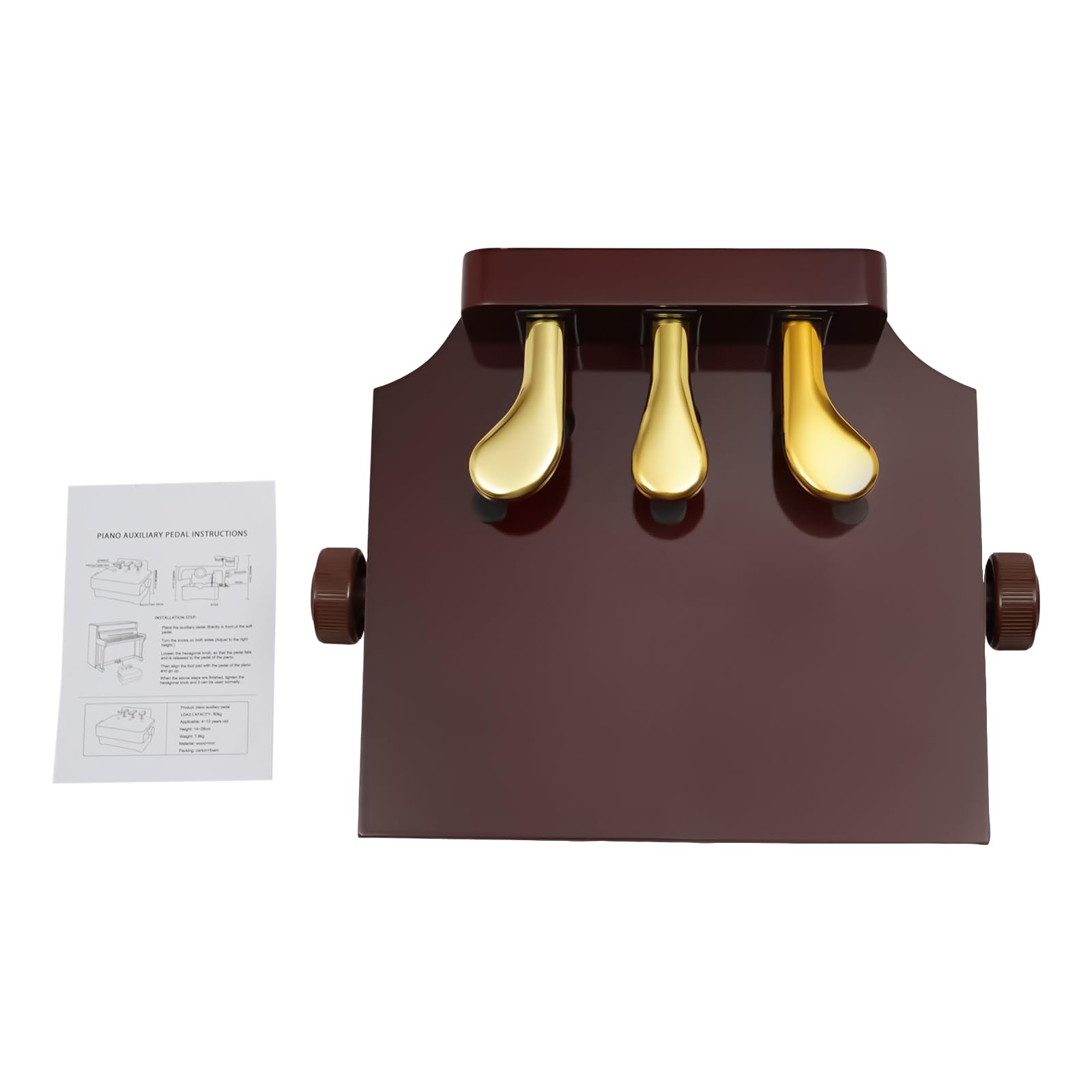 Extensión de pedal de piano para niños, extensión de pedal de piano con 3 pedales, ajuste de altura, efecto de pedal de piano infantil, marrón, sin ruido, con pies antideslizantes, para casa, escuela,