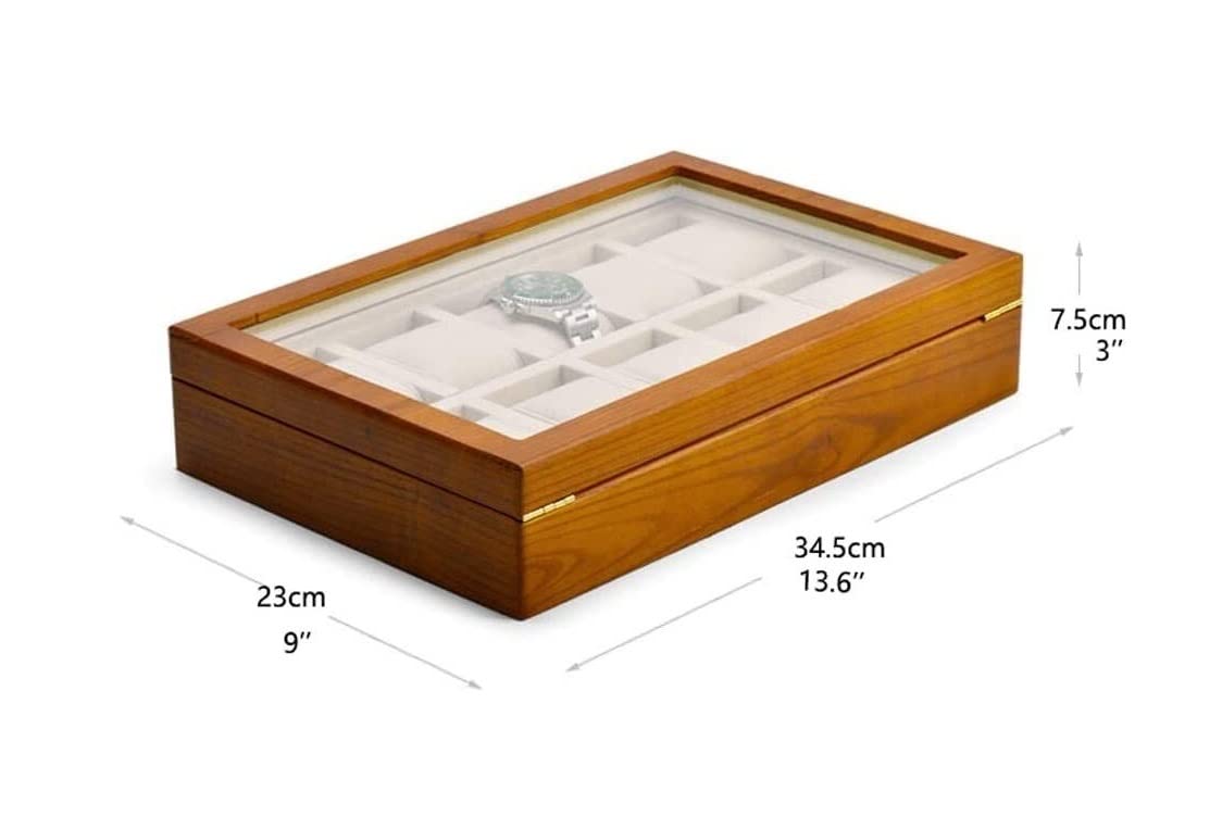 Uhrenetui, Uhrenetuihalter mit 10 Fächern, Aufbewahrungsbox für Uhren aus Holz, Uhrenbox mit Glasdeckel, Organizer, Uhrenbox