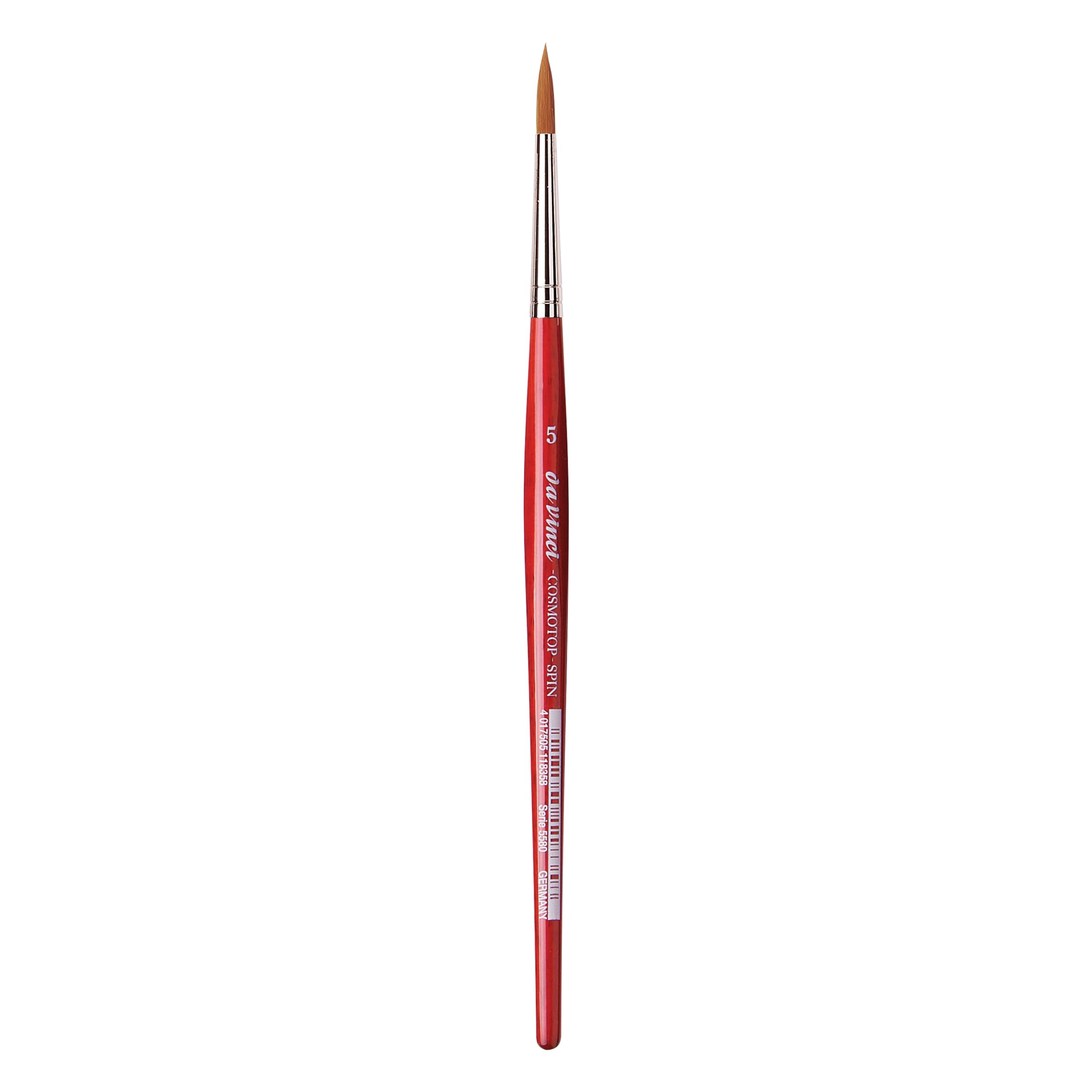 da Vinci Watercolor Series 5580 CosmoTop Spin Paint Brush, Round Synthetic with Red Handle, Size 5 (5580-05)
