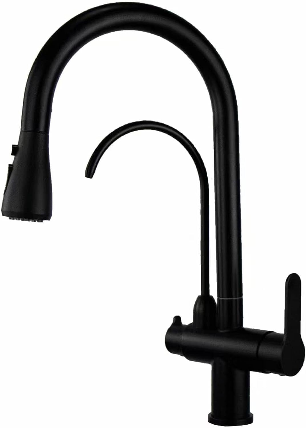 Robinet cuisine 3 voies extensible noir mitigeur filtre eau
