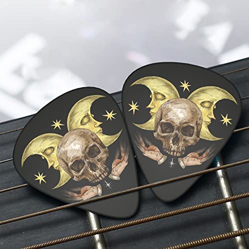 Guitar Picks 12 Pack Skeleton, Black Cat, Sorcery Thin, Medium, Heavy & Extra Heavy Picks With Box,Variety Pack Artistic Celluloid Guitar Pick For Bass Electric Guitar Acoustic Guitar Lovers Gift #TOP5