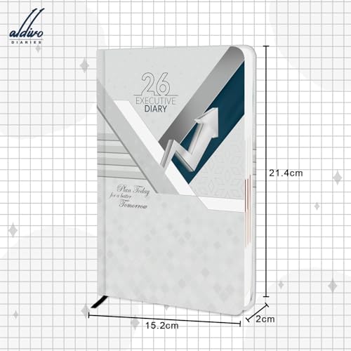 Image of ALDIVO Paper Cover Hard Bound New Year Diary 2026 | A5 Size 365 Days 2026 Daily Planner Diary with Dates, Calendar, Month Cut Index and Bookmark For Office, Personal and Corporate Use (AD620)