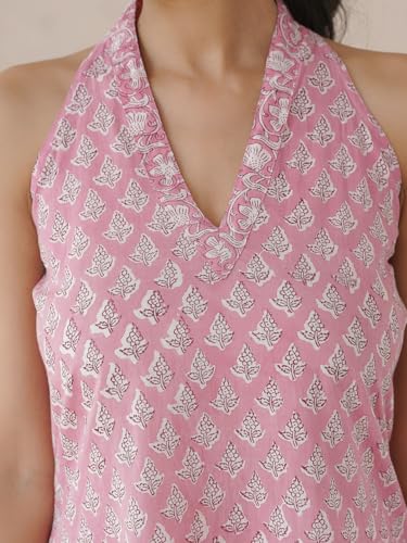 Image of GOODHAND Women Printed Cotton Kurti | Casual Long Kurta | Comfortable Ethnic Wear with Relaxed Fit
