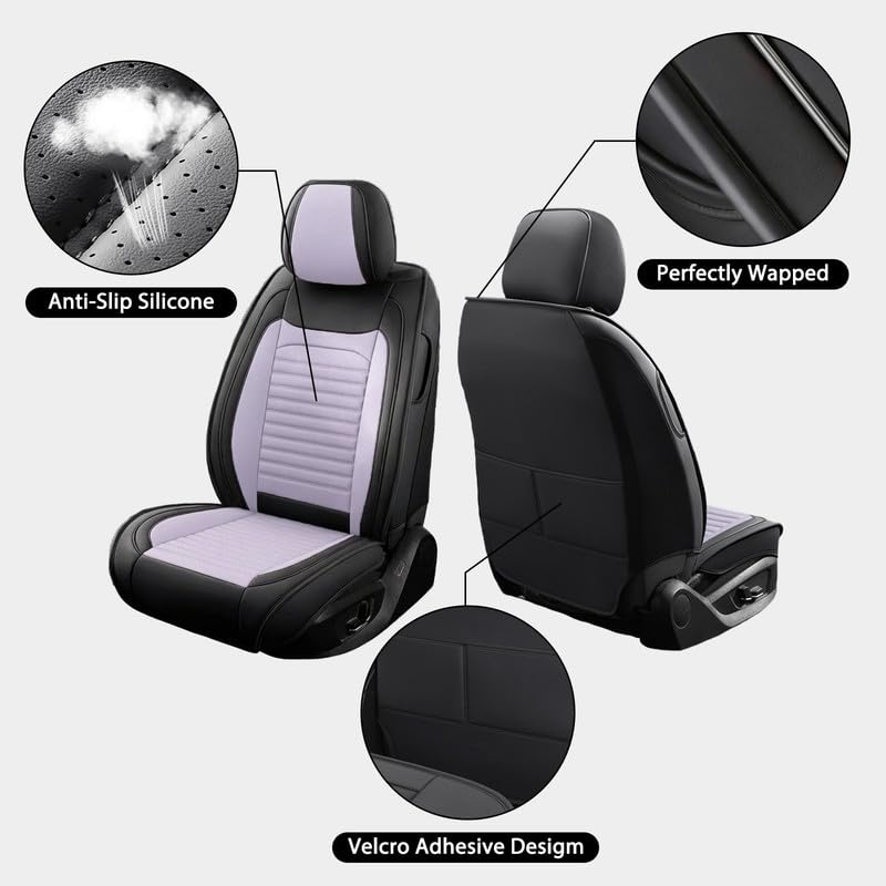 Image of Seat Covers Full Set Fit for Chevrolet Colorado 2015-2026, BlackPurple