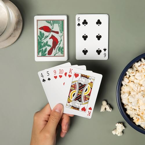 Baraja de 52 cartas tamaño póker dos pájaros cardenales miniatura 2