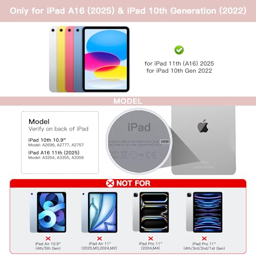 Image of RAYMCRAFT for iPad 11th (A16, 2025) / 10th Generation Case with Keyboard, Mouse and Detachable Wireless Keyboard, 7-Color Backlight, Slim Case with Pencil Holder, Light Pink