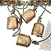 BELLUXE Harmony 4 Cow Bells Cluster on Rope Large Rustic Vintage Lucky Cow Bells On Rope Wall Hanging Decor