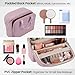 JOYYTUU Standing Makeup Bag, Large Capacity with Room for Brushes and Mirror, Travel Makeup Organizer, Portable Stand Up Make Up Case, Waterproof Cosmetic Toiletry Bags with Handle, Color Dusty Purple