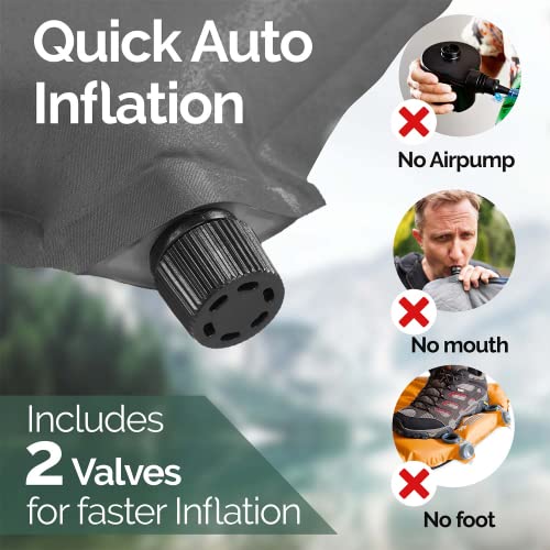 WELLAX-Sleeping-Pad-Foam-Camping-Mats-Fast-Air-Self-Inflating-Insulated-Durable-Mattress-for-Backpacking-Traveling-and-Hiking-Ultrathick-All-Weather-Foam-Pad-with-Build-in-Pillow-Gray-3