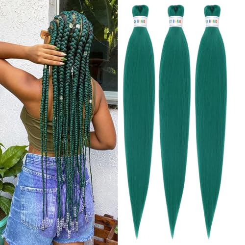 Pre-stretched Braiding Hair 26inch Emerald Green...
