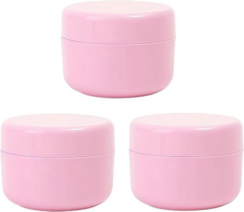 3PCS 100ML / 100G 3.4oz Refillable Empty Plastic Make-up Cosmetic Jars Face Cream Eye Shadow Lip Balm Lotion Sample Storage Container Pot Bottle Case Holder With Screw Cap (Pink)