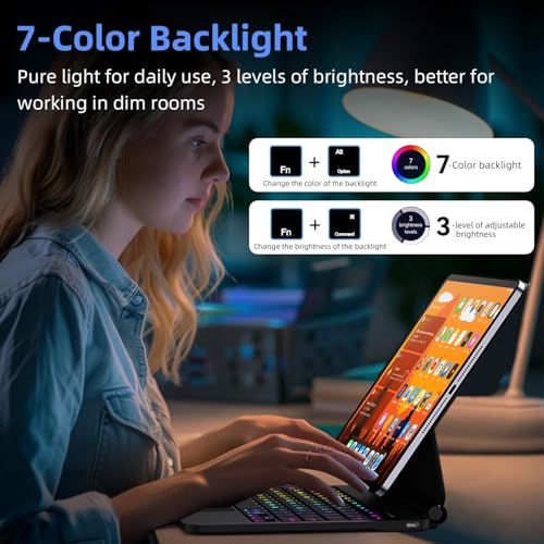 Image of [Upgraded] Keyboard Case for iPad Air 13 inch (M4 /2026 /M3 2025 /M2, 2024),iPad Pro 12.9 inch (3 /4 /5 /6th Gen)，Easy-Set Magnetic - Floating Cantilever Stand - Backlit Keyboard with Multi-Touch Trackpad